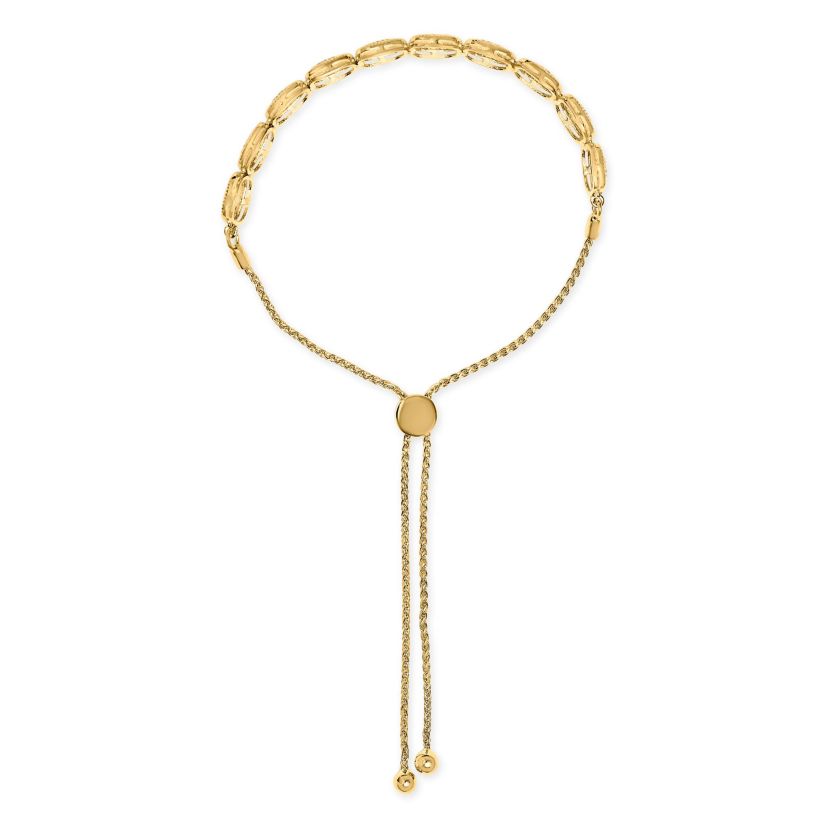 14k Yellow Gold Plated Silver 5/8 Cttw Diamond Composite Frame Bolo Bracelet