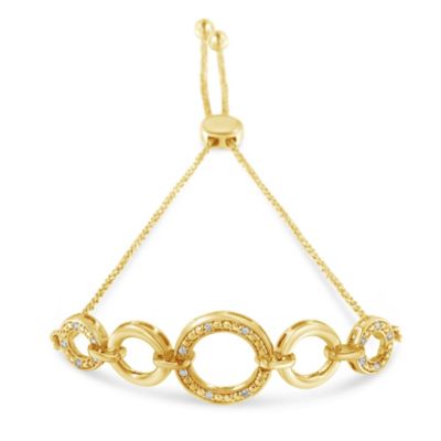 Haus of Brilliance 10K Yellow Gold over Silver Diamond Accent Graduated Infinity Circle Bolo Bracelet