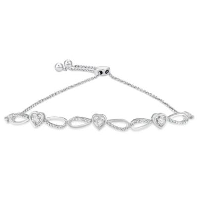 Haus of Brilliance Silver Diamond Accent Heart and Infinity 4ï¿½ï¿½-10â Adjustable Bolo Bracelet