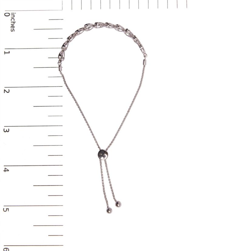 .925 Sterling Silver 1/10 Cttw Diamond Heart Link Bolo Bracelet