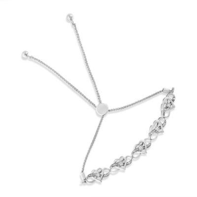Haus of Brilliance Silver Diamond Accent Interlocking Infinity and Heart Bolo Tennis Bolo Bracelet