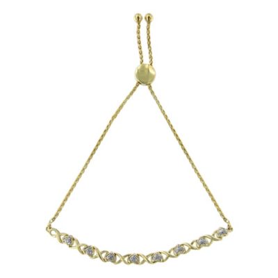 Haus of Brilliance 10K Yellow Gold over Silver 1/10 Cttw Diamond Heart and X-Link 6â-9â Bolo Bracelet