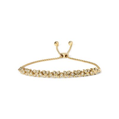 Haus of Brilliance 18K Yellow Gold Plated Silver 1/4 Cttw Diamond Marquise Shaped Link Bolo Bracelet