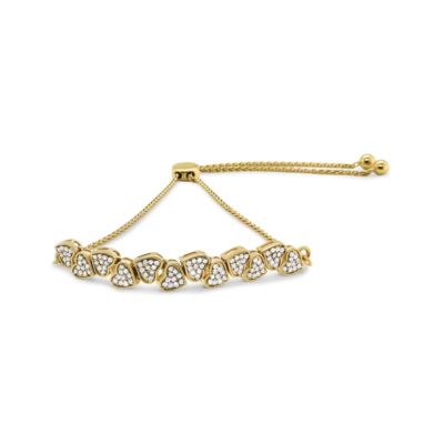Haus of Brilliance Yellow Gold Plated Silver 1/2 Cttw Diamond Sideways Hearts Bolo Bracelet
