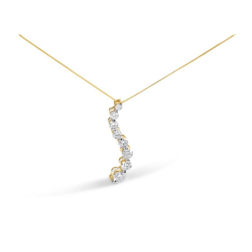 14k Yellow Gold 3.0 cttw Baguette and Brilliant Diamond Journey 18" Pendant Necklace