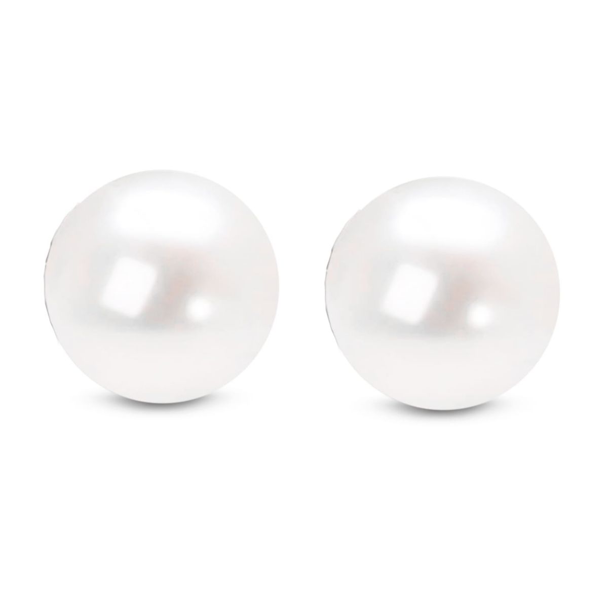 14K White Gold White 7.5-8.0MM Saltwater Akoya Cultured Pearl Stud Earrings