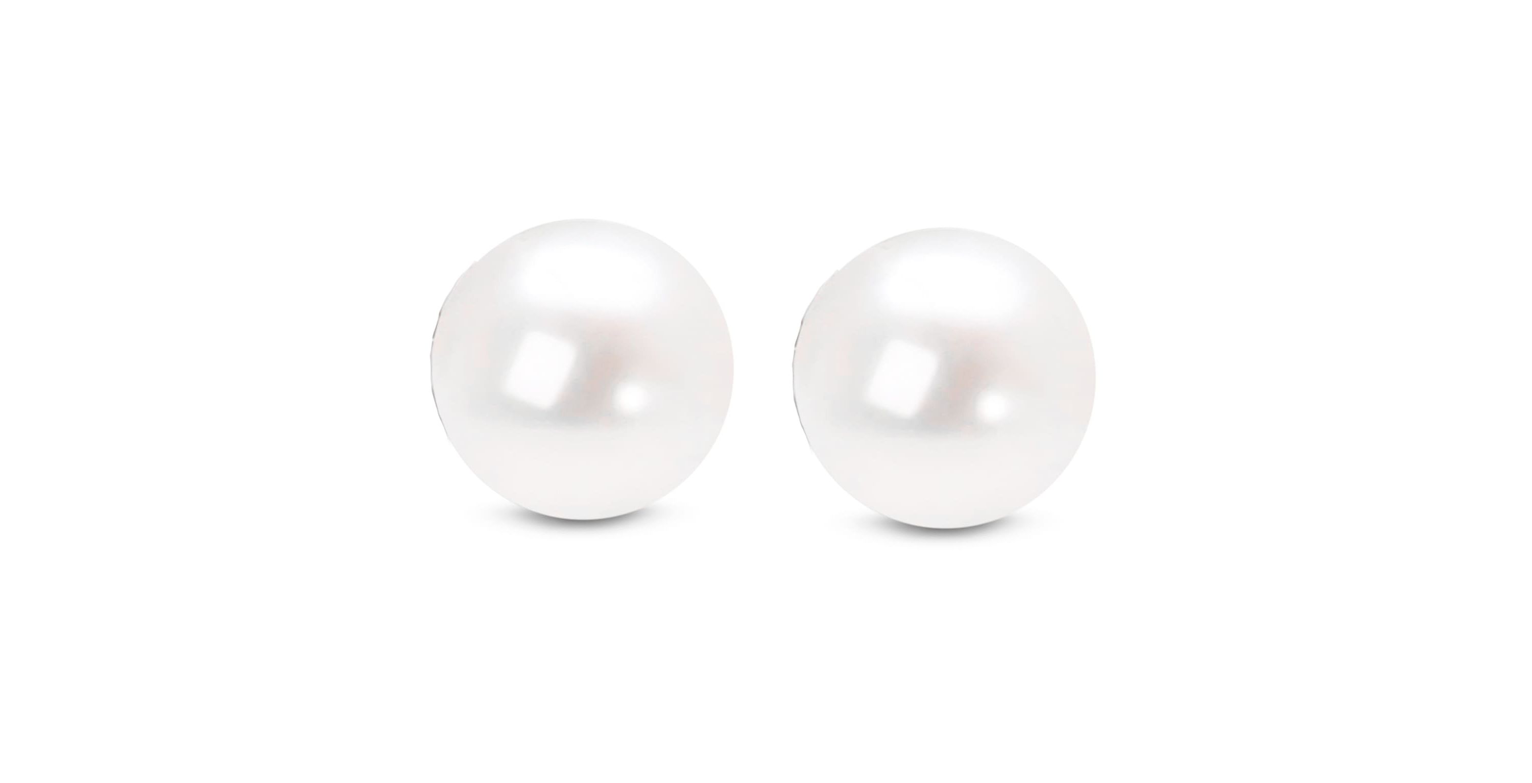 14K White Gold White 7.5-8.0MM Saltwater Akoya Cultured Pearl Stud Earrings