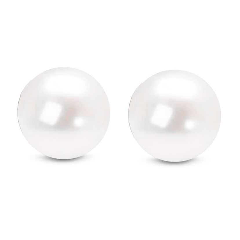14K White Gold White 7.5-8.0MM Saltwater Akoya Cultured Pearl Stud Earrings