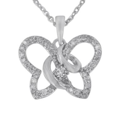 Haus of Brilliance .925 Sterling Silver 1/4 cttw Prong-Set Diamond Butterfly 18" Pendant Necklace