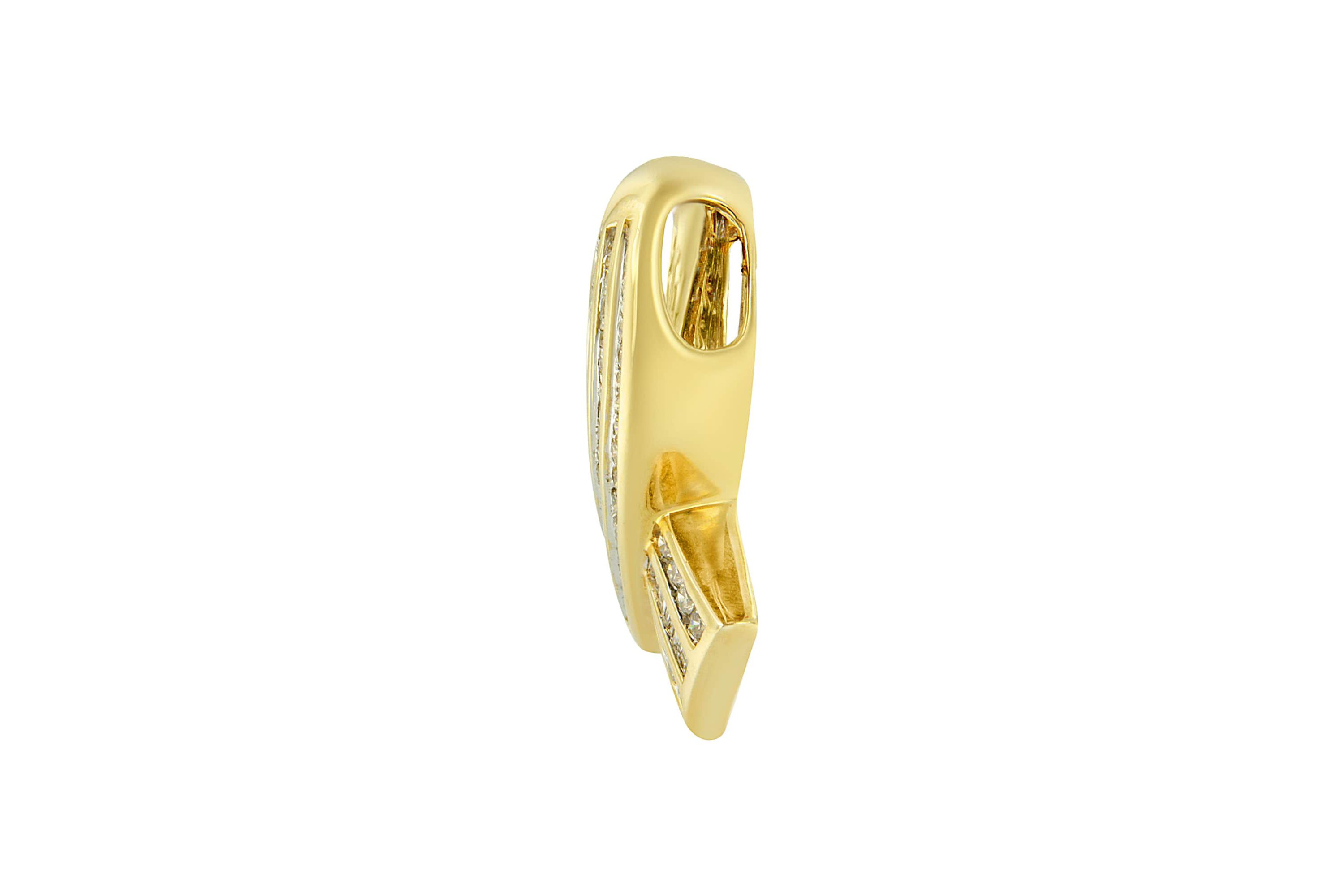 14K Yellow Gold 2 5/8 Cttw Diamond Awareness Ribbon Pendant Necklace - NO CHAIN