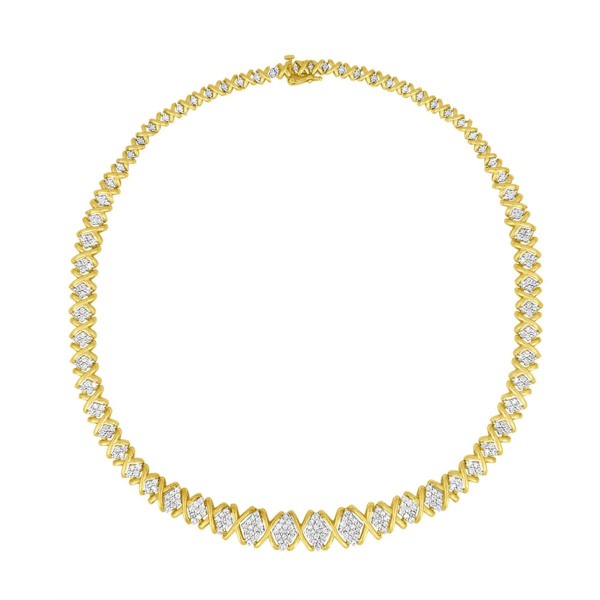 10K Yellow Gold 4 cttw Brilliant Diamond Graduating Riviera Statement Necklace