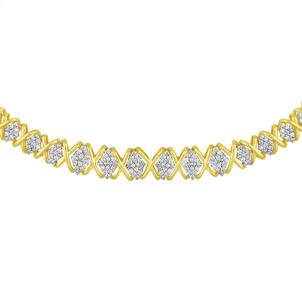 10K Yellow Gold 4 cttw Brilliant Diamond Graduating Riviera Statement Necklace