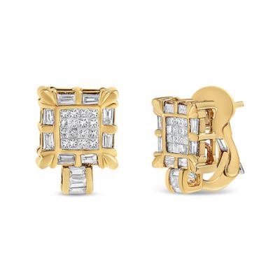Haus of Brilliance 14K Yellow Gold 7/8 Cttw Diamond Huggie Hoop Omega Earrings
