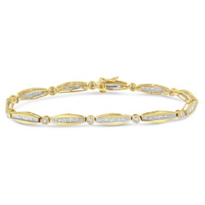 Haus of Brilliance 14K Gold 1-1/2 Cttw Diamond Bezel and Tapered Link Bracelet
