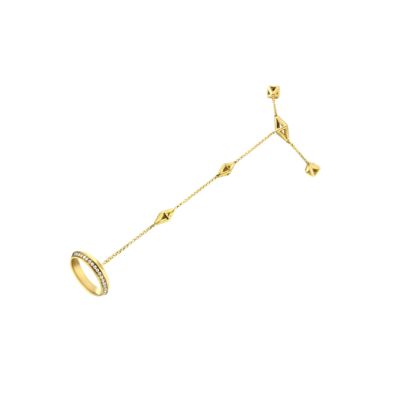 Haus of Brilliance 14K Yellow Gold 1/4 Cttw Diamond Ring and Bracelet Hand Chain