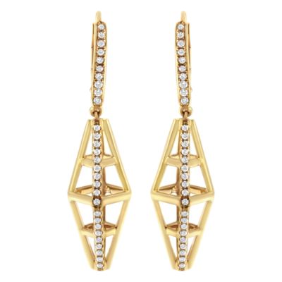 Haus of Brilliance 14K Yellow Gold 5/8 Cttw Diamond Geometrical Pillar Drop and Dangle Earrings