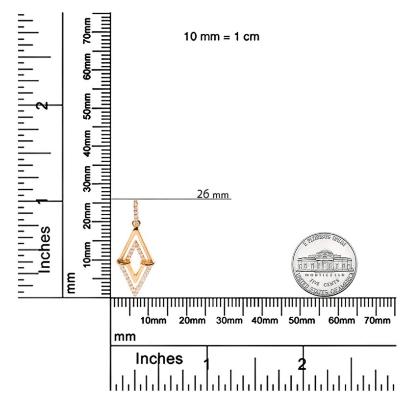 14K Yellow Gold 1/4 Cttw Diamond Double Triangle Geometric 18" Pendant Necklace