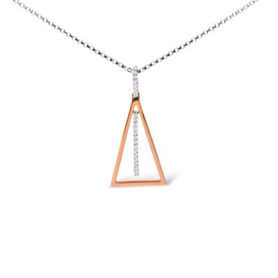 Haus of Brilliance 14K Rose and White Gold 1/8 Cttw Diamond Windchime 18" Pendant Necklace
