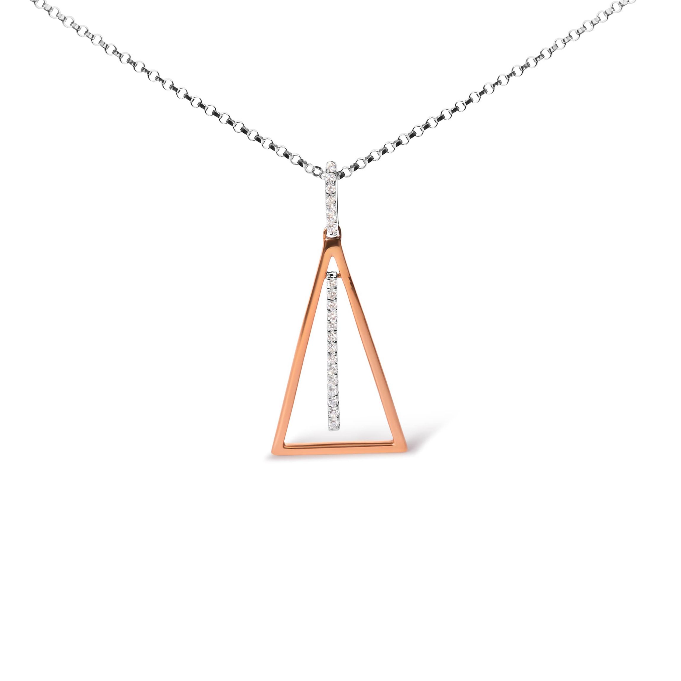 14K Rose and White Gold 1/8 Cttw Diamond Windchime 18" Pendant Necklace