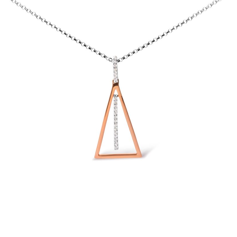 14K Rose and White Gold 1/8 Cttw Diamond Windchime 18" Pendant Necklace