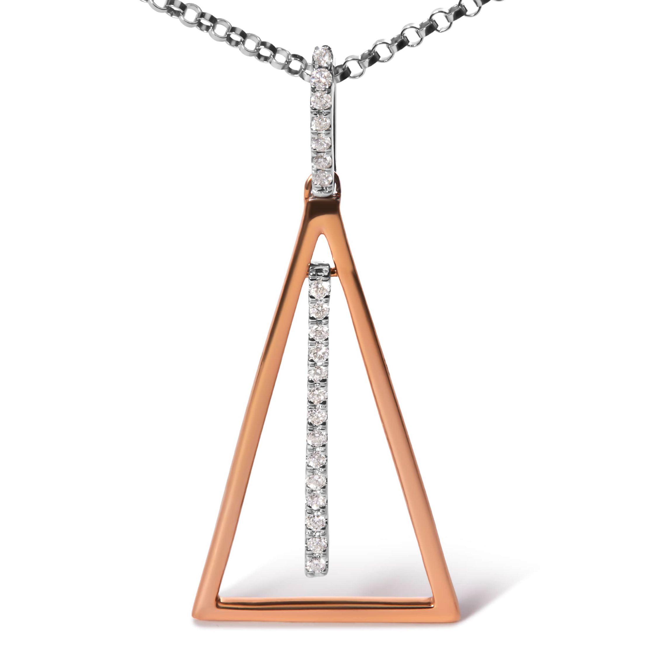14K Rose and White Gold 1/8 Cttw Diamond Windchime 18" Pendant Necklace
