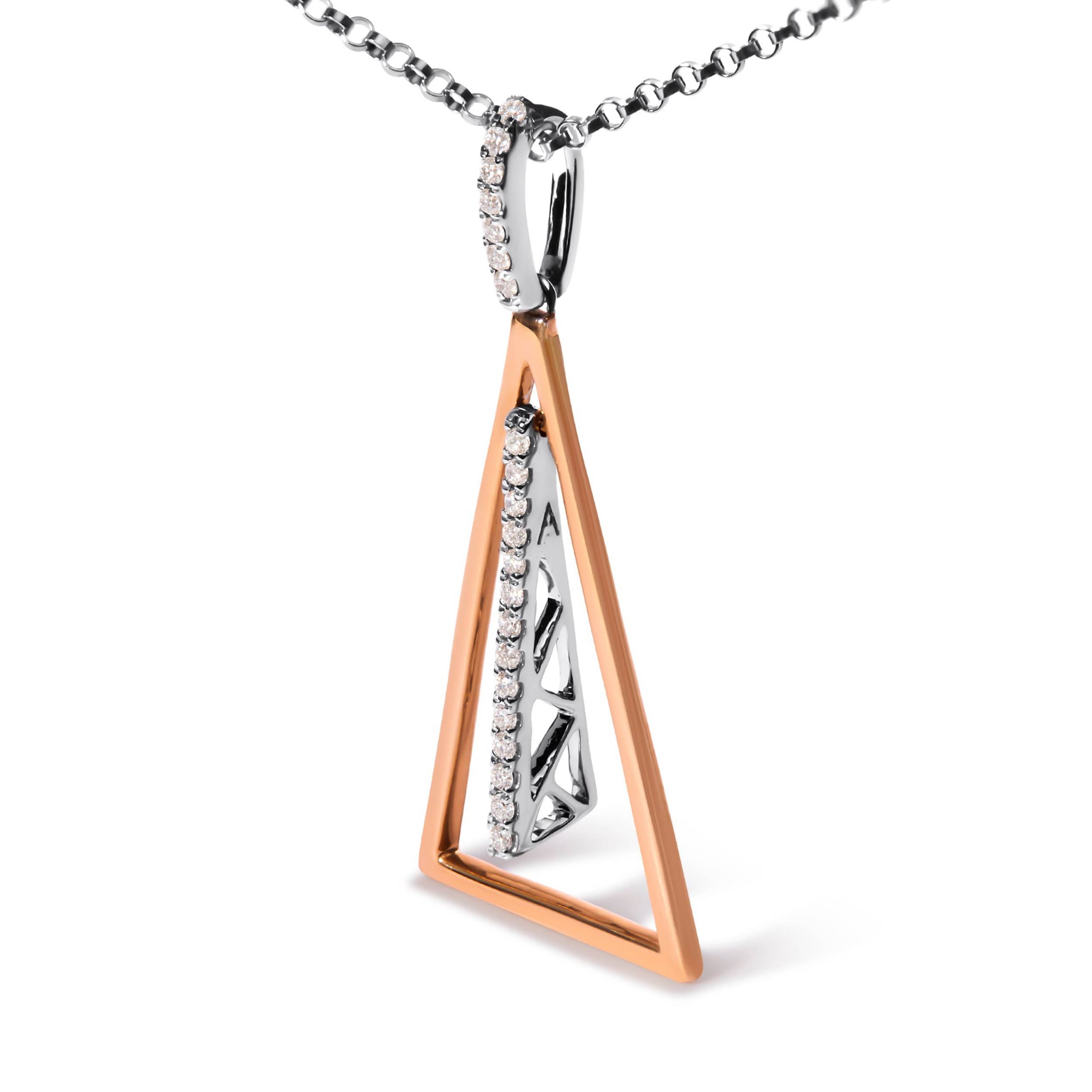 14K Rose and White Gold 1/8 Cttw Diamond Windchime 18" Pendant Necklace
