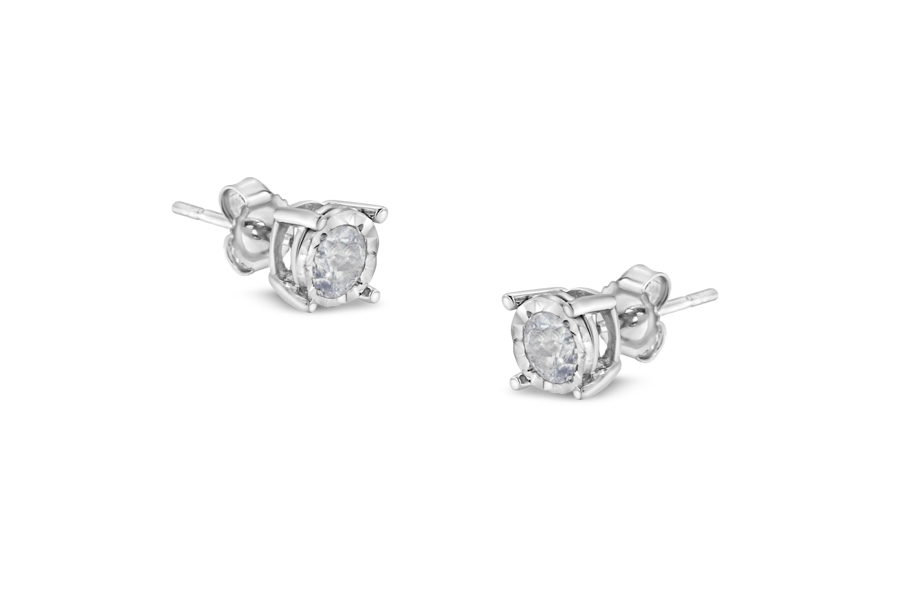 Silver 1/2 Ct Near Colorless Diamond Miracle- Stud Earrings