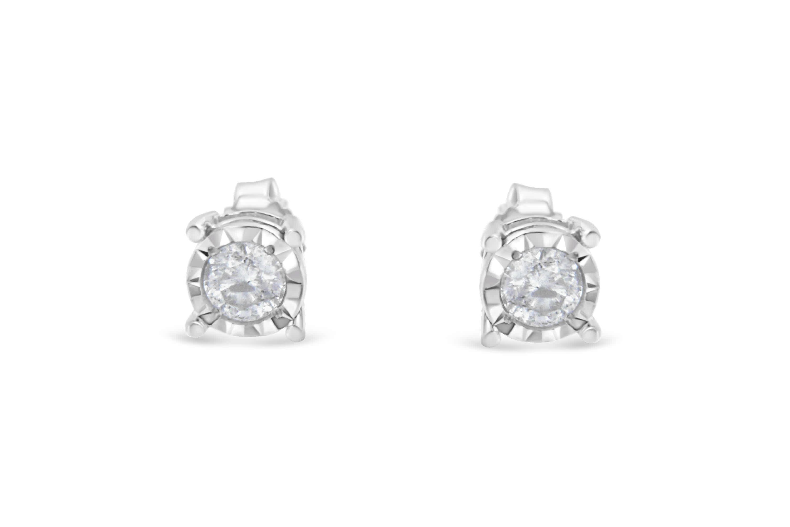 Silver 1/2 Ct Near Colorless Diamond Miracle- Stud Earrings