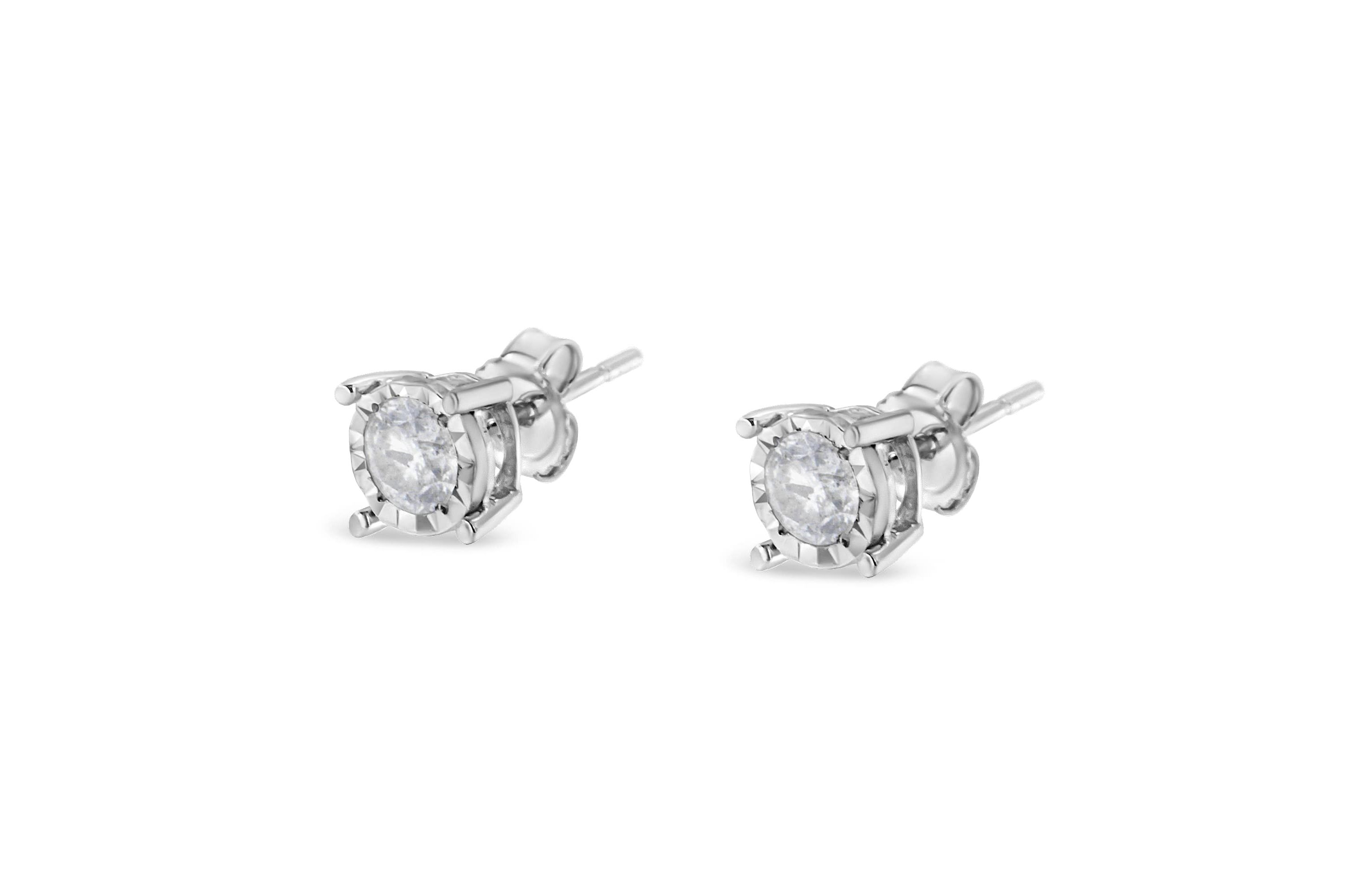 Silver 1/2 Ct Near Colorless Diamond Miracle- Stud Earrings