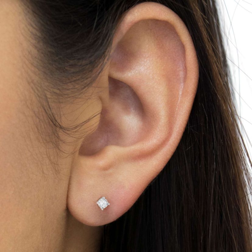 Silver 1/2 Ct Near Colorless Diamond Miracle- Stud Earrings