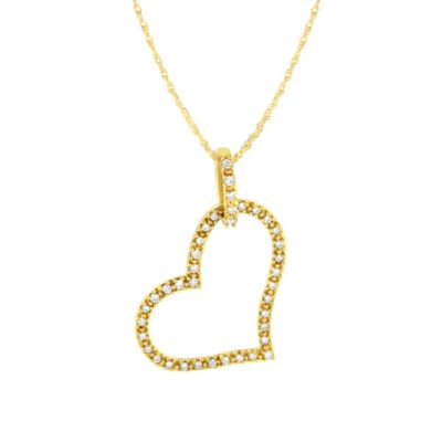 Haus of Brilliance 10K Yellow Gold 1/4 cttw Prong Set Diamond Open Heart 18" Pendant Necklace