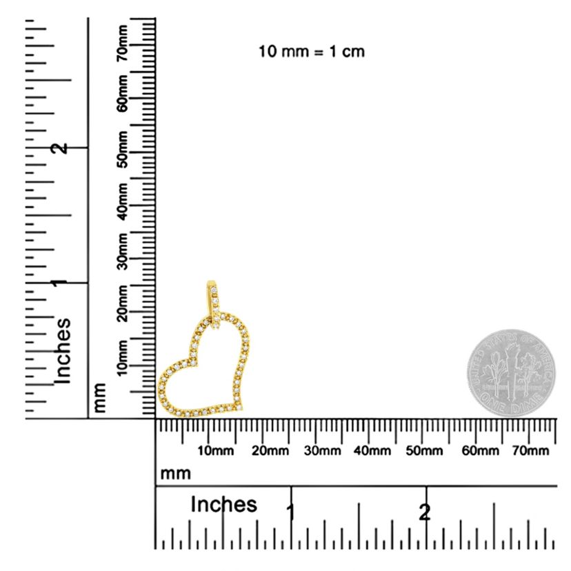 10K Yellow Gold 1/4 cttw Prong Set Diamond Open Heart 18" Pendant Necklace