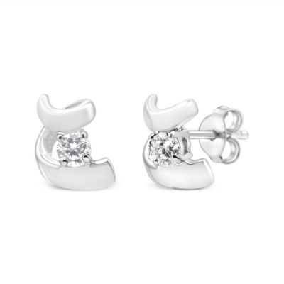 Haus of Brilliance 10K Gold 1/10 Ct Espira Swirls Diamond Solitaire Stud Earrings, White