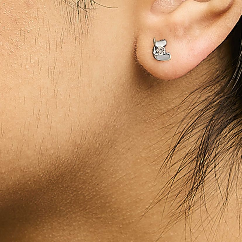 10K Gold 1/10 Ct Espira Swirls Diamond Solitaire Stud Earrings