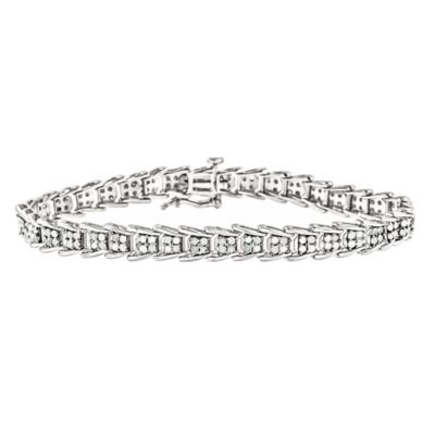 Haus of Brilliance .925 Sterling Silver 2.0 Cttw Diamond Fan-Shaped Overlapping Link Tennis Bracelet - 8"