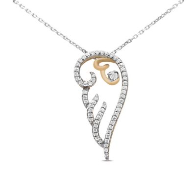 Haus of Brilliance 10K Yellow Gold over Silver 1/4 Cttw Diamond Angel Wing 18" Pendant Necklace