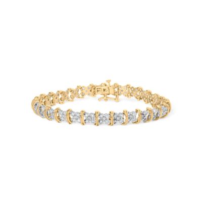 Haus of Brilliance 10K Yellow Gold Plated Silver 2.0 Cttw Diamond Cluster "X" Shaped Link Bracelet