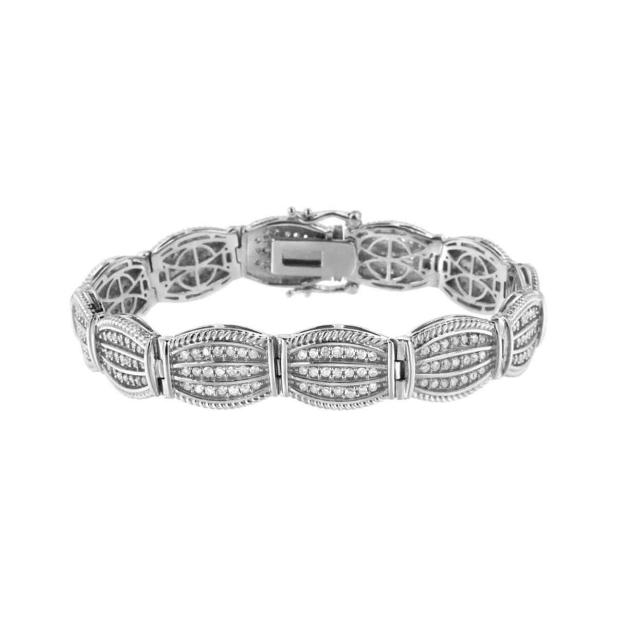 Silver 3.0 Cttw Prong Set Diamond Art Deco Style Tennis Bracelet - 7.25"