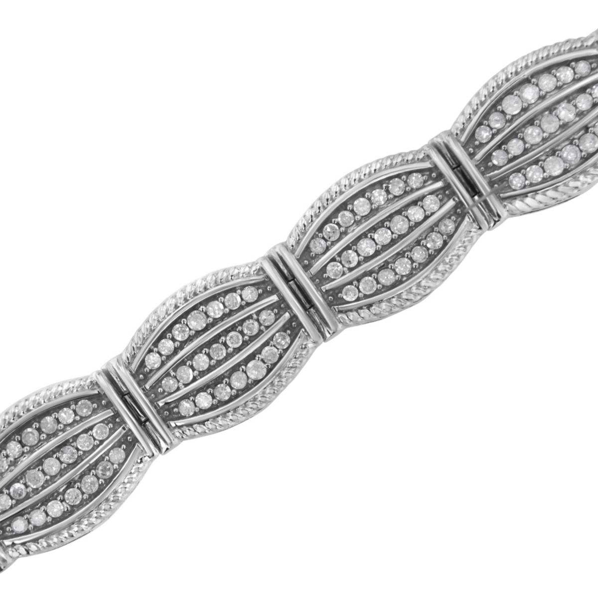 Silver 3.0 Cttw Prong Set Diamond Art Deco Style Tennis Bracelet - 7.25"