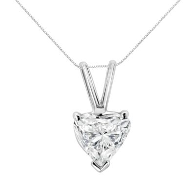 Haus of Brilliance 14K White Gold 3/8 Cttw Heart-Shaped Diamond Classic Solitaire 18" Pendant Necklace
