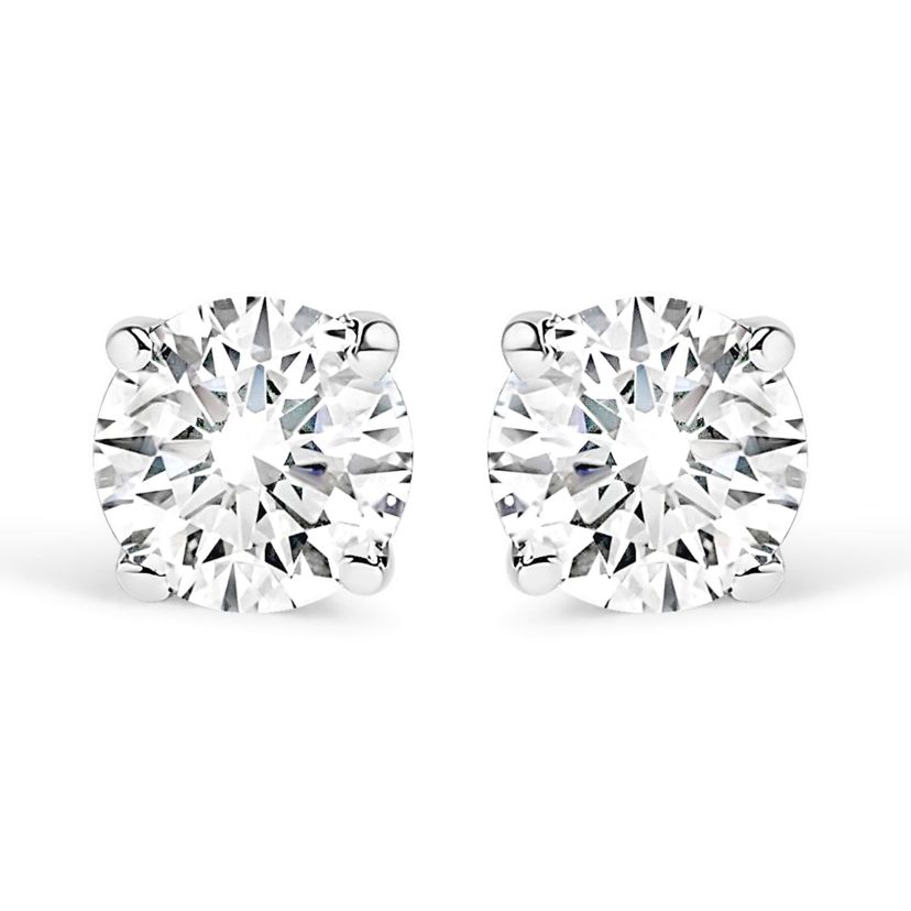 AGS Certified 14K White Gold 1.0 cttw Diamond Stud Earrings