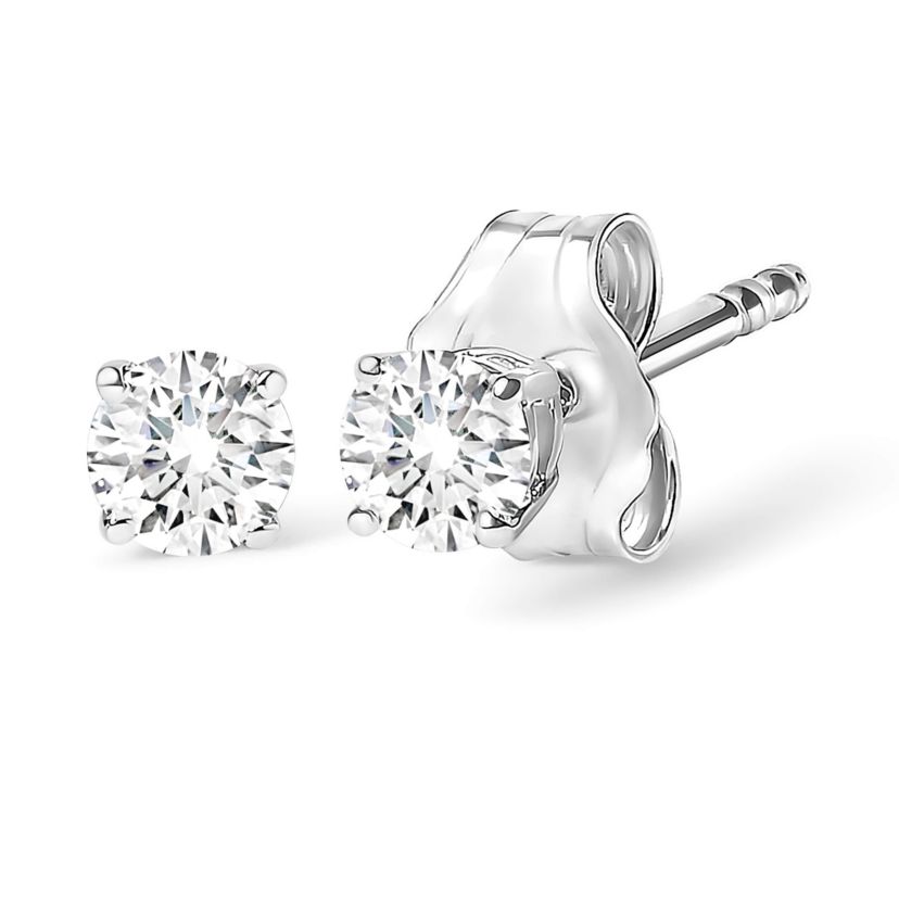 AGS Certified 14K White Gold 1.0 cttw Diamond Stud Earrings