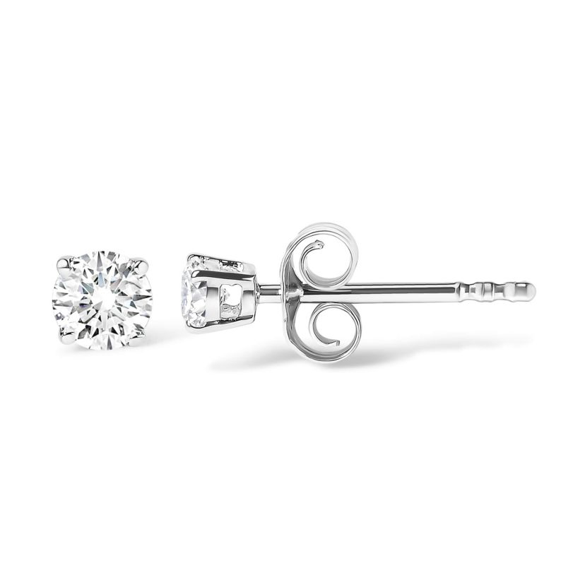 AGS Certified 14K White Gold 1.0 cttw Diamond Stud Earrings