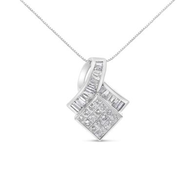 Haus of Brilliance 14k White Gold 2 1/10 Cttw Geometric Diamond Pendant Necklace - NO CHAIN INCLUDED