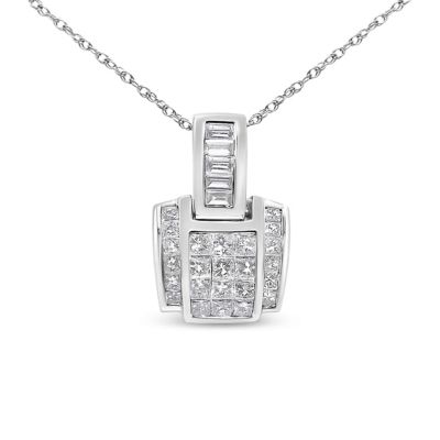 Haus of Brilliance 10K White Gold 1/4 Cttw Diamond Modern Bezel-Set Solitaire Pendant Necklace