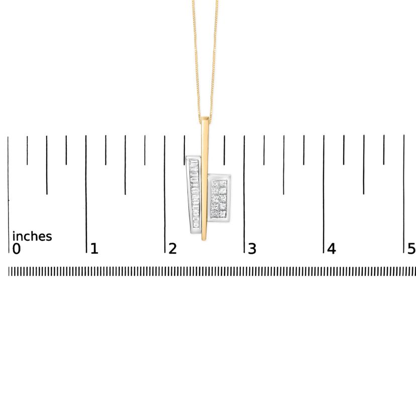 18K Yellow and White Gold 1 7/8 Cttw Diamond Key Shaped 18" Pendant Necklace