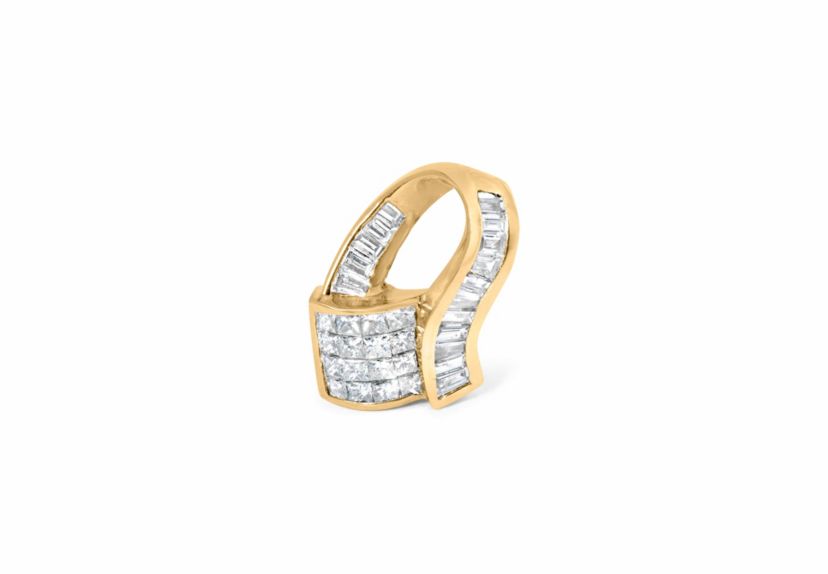 14k Yellow Gold 2.0 Cttw Diamond Art Deco Inspired Pendant Necklace
