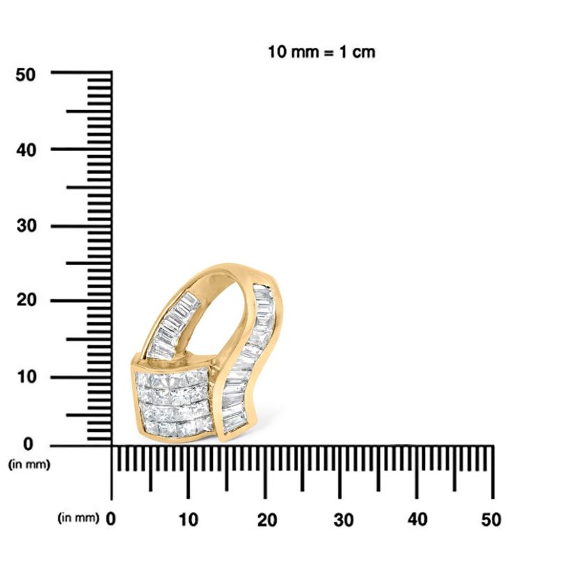 14k Yellow Gold 2.0 Cttw Diamond Art Deco Inspired Pendant Necklace