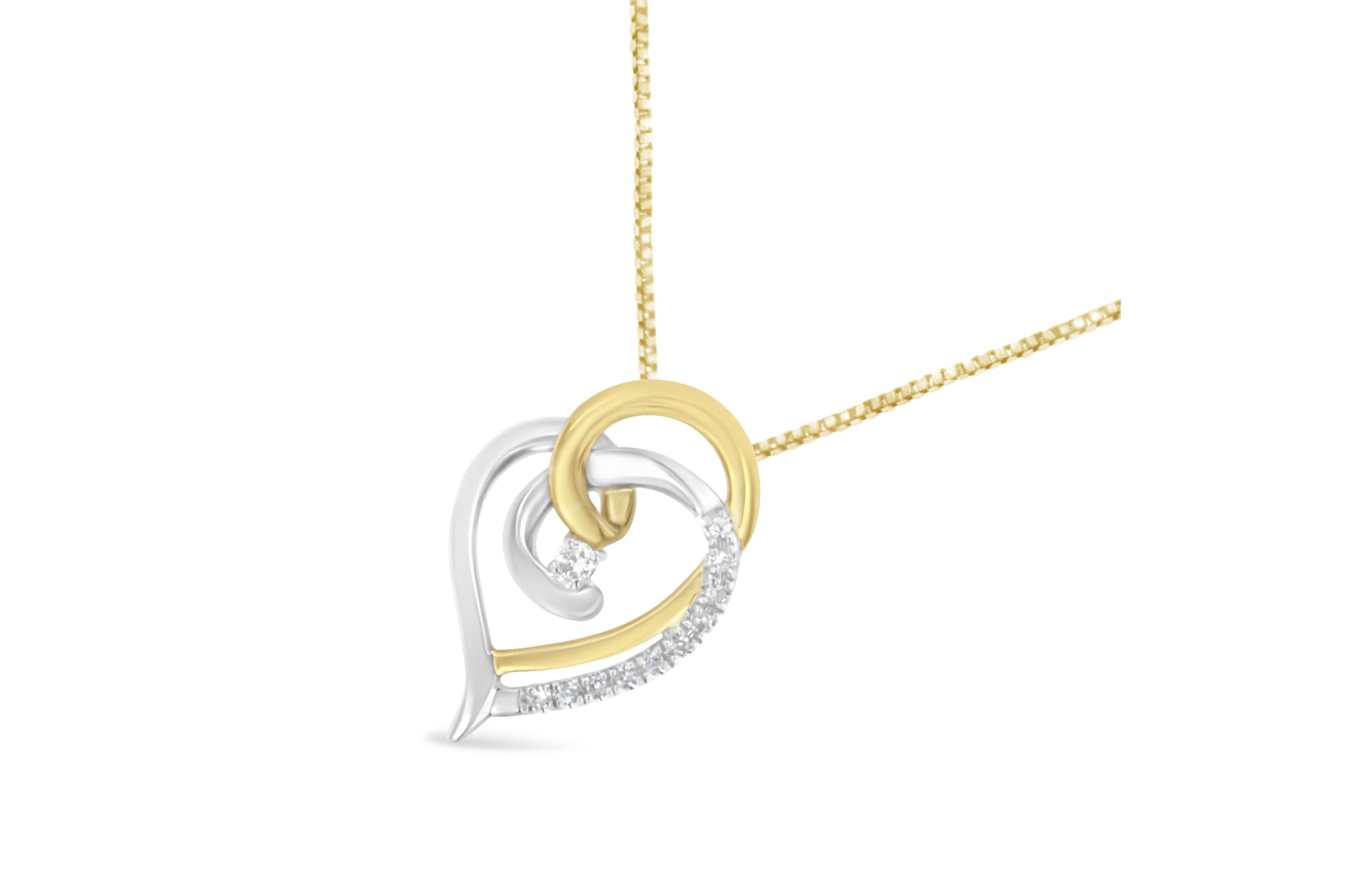 10K Gold Diamond Accent Open Double Heart Spiral Curl Pendant Necklace
