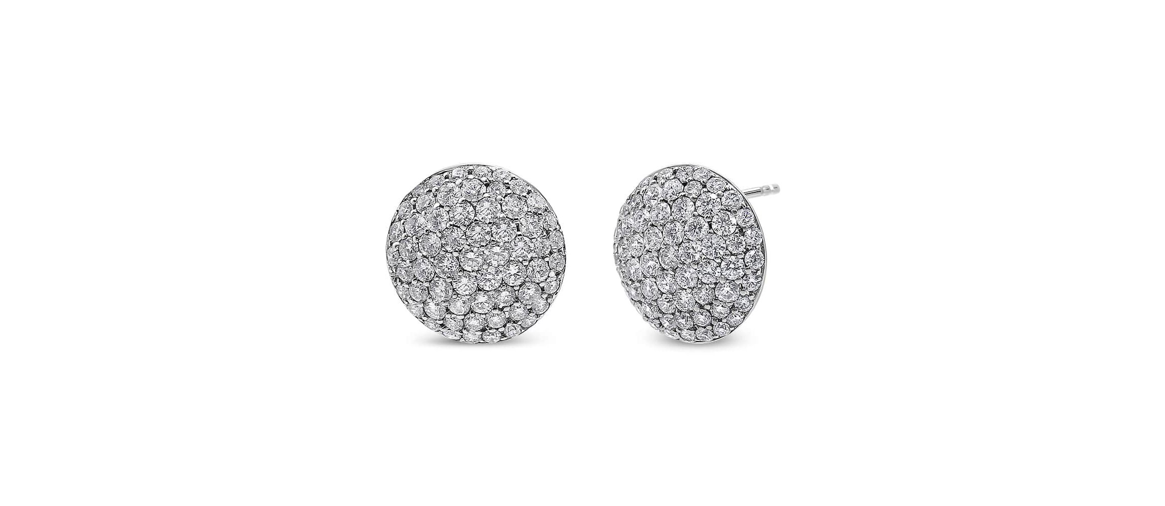 18K White Gold 3 1/2 Cttw Diamond Composite Disc Stud Earrings